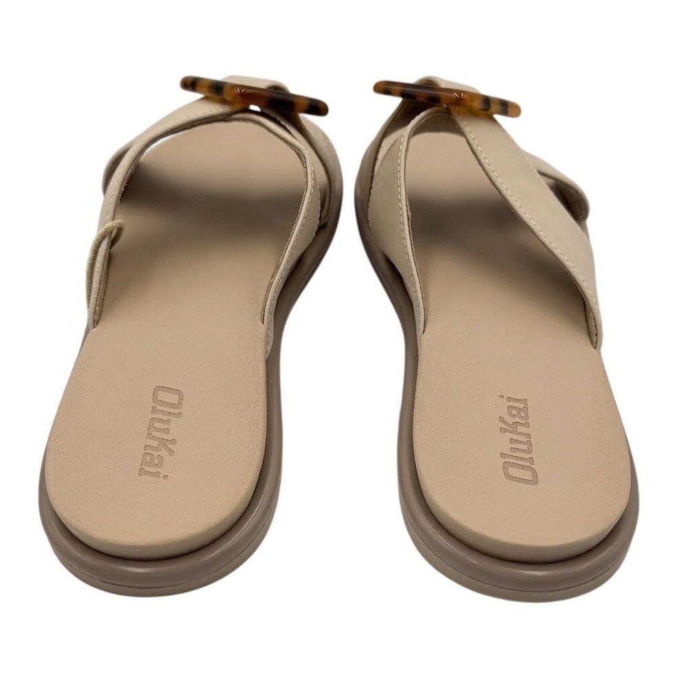 OluKai La'i Slide Sandals Taupe Tortoise Buckle 20511-TQTQ Women's 11 **NEW** - Picture 4 of 6